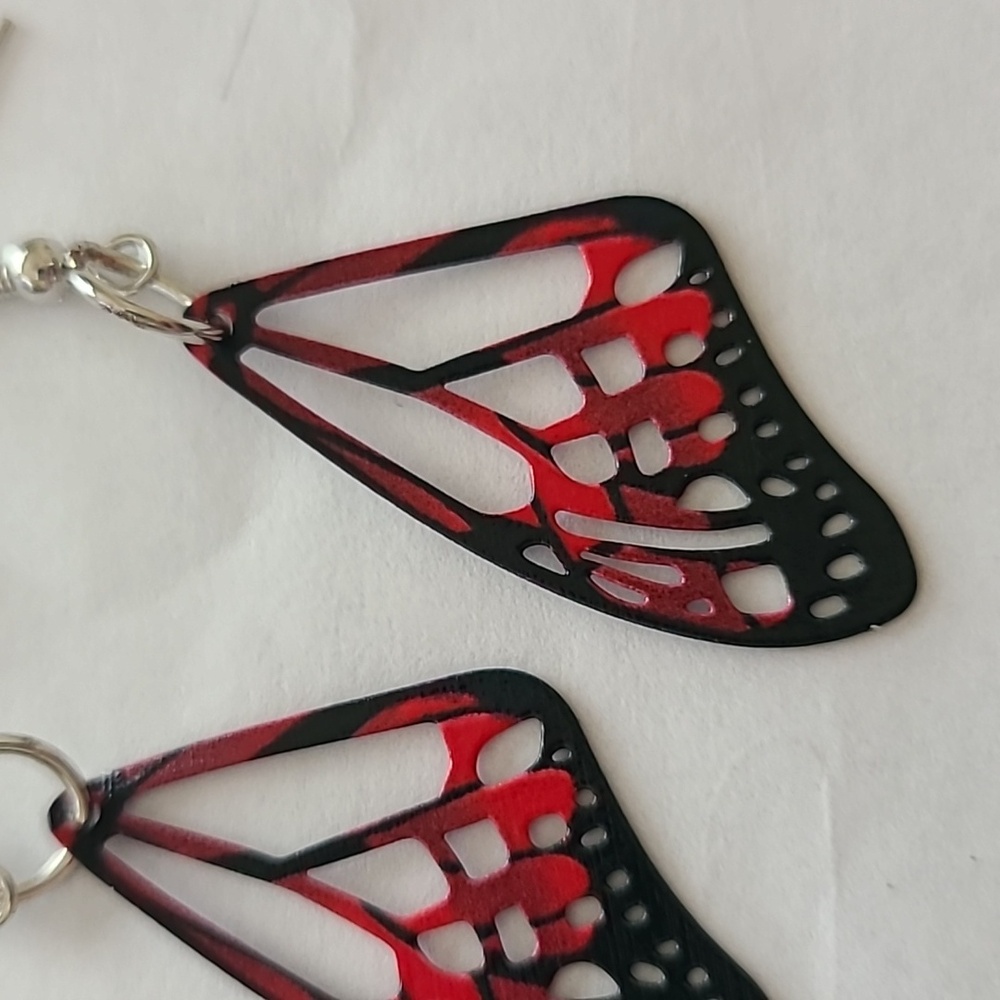 Hand Crafted Butterfly Wing Earrings - Picture 2 of 3